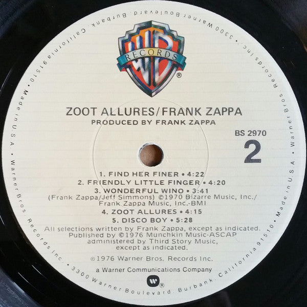 Frank Zappa - Zoot Allures (LP) (Near Mint (NM or M-)) USED