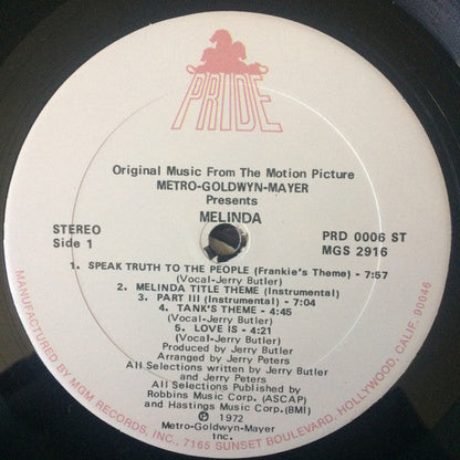 Jerry Butler And Jerry Peters - Melinda (Original Music From The Motion Picture) (LP) (Mint (M)) USED