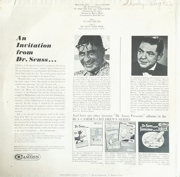 Dr. Seuss - Dr. Seuss Presents...If I Ran The Zoo / Dr. Seuss's Sleep Book (LP) (Mint (M)) USED