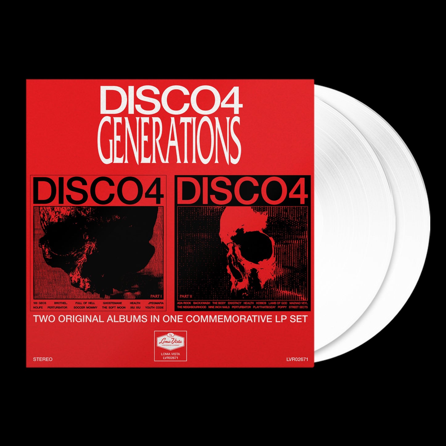HEALTH - DISCO4: Part I & II 2LP (Generations Edition, White Vinyl, Limited to 500, Embossed Cover)