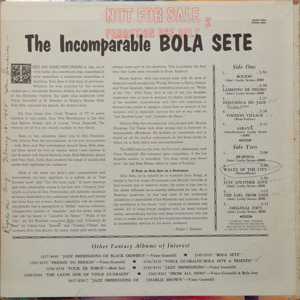 Bola Sete - The Incomparable Bola Sete (LP) (Very Good Plus (VG+)) USED