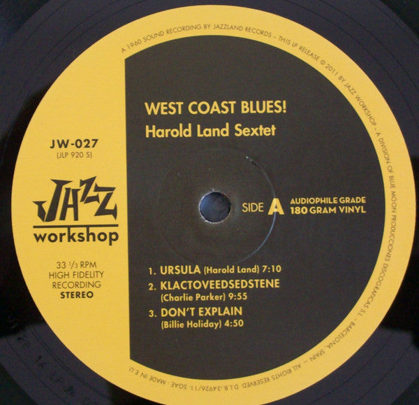 Harold Land - West Coast Blues! LP (180g, Audiophile, Limited Edition, Remastered, Jazz Workshop)
