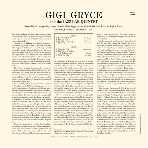 Gigi Gryce And The Jazz Lab Quintet - S/T LP